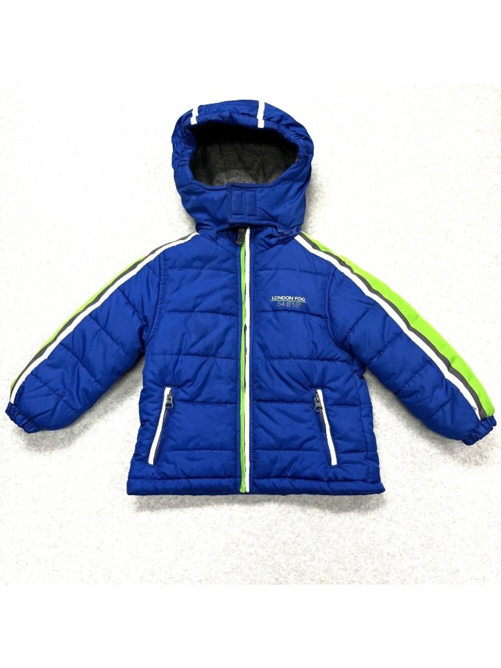 London Fog Boys Puffer Jacket Blue Green Size 4T Hooded Full Zip Winter Coat
